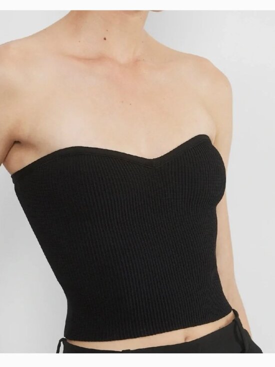 Aritzia Tops - ARITZIA  Black Babaton Sculpt Knit Ribbed Sweetheart Tube Top Size M